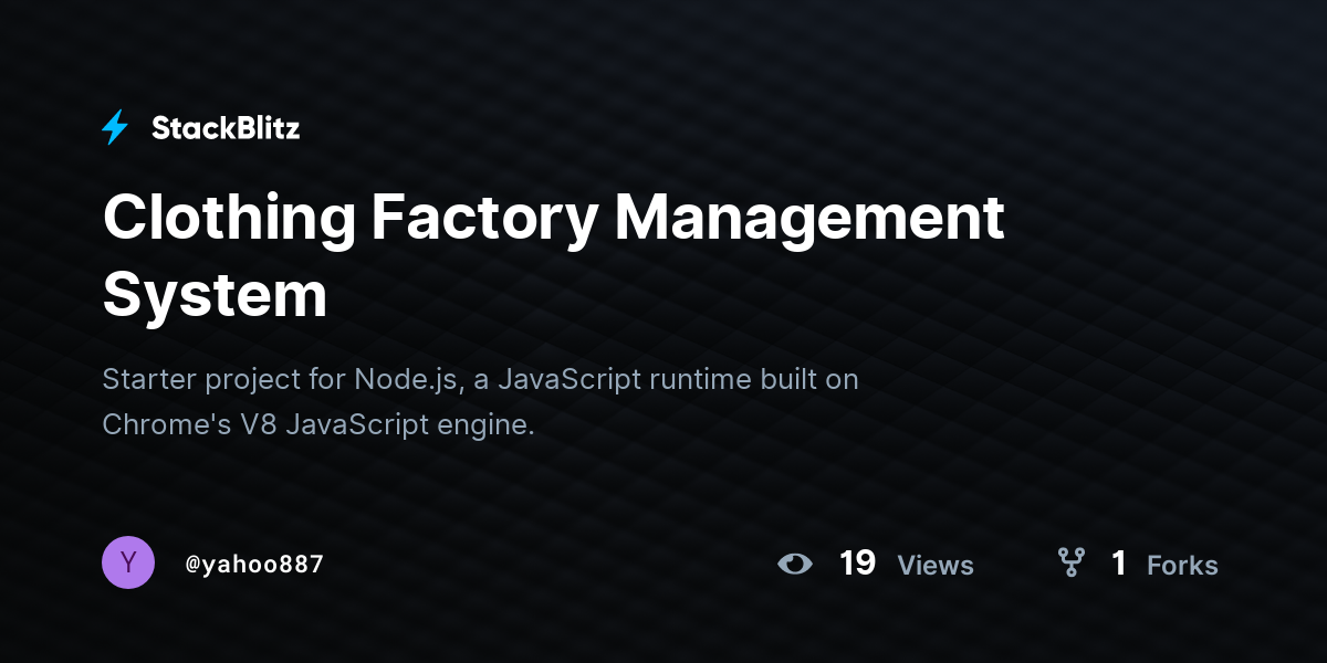 Clothing Factory Management System - StackBlitz