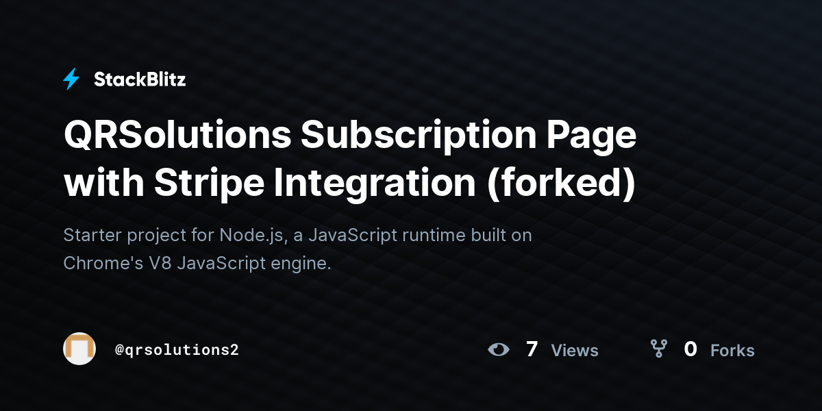 QRSolutions Subscription Page with Stripe Integration (forked) - StackBlitz