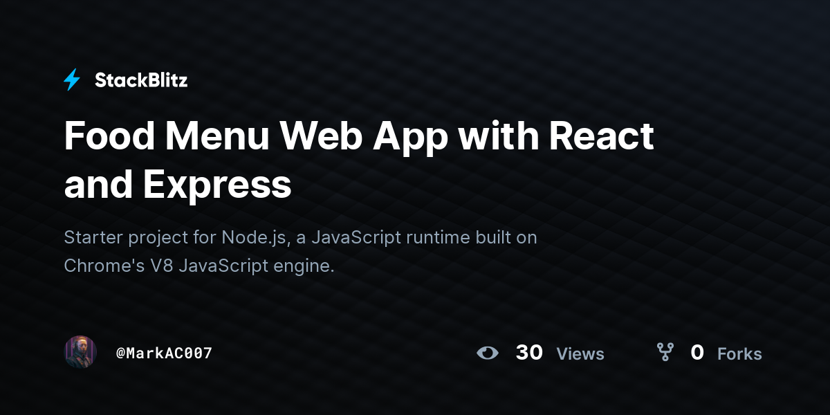 Food Menu Web App with React and Express - StackBlitz