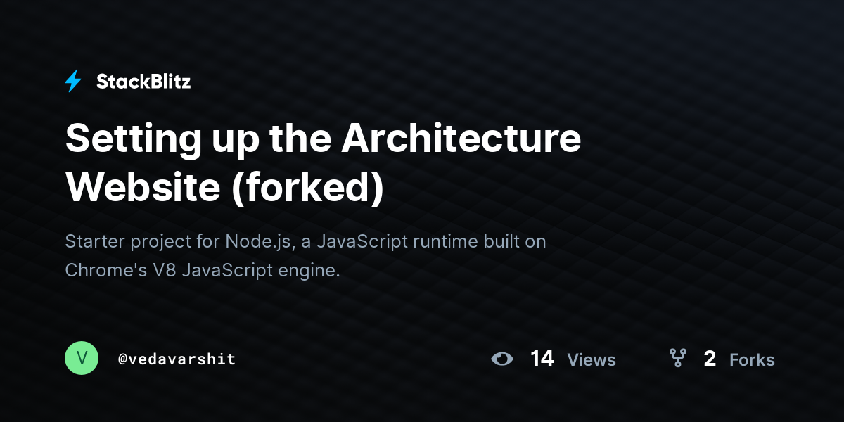Setting up the Architecture Website (forked) - StackBlitz