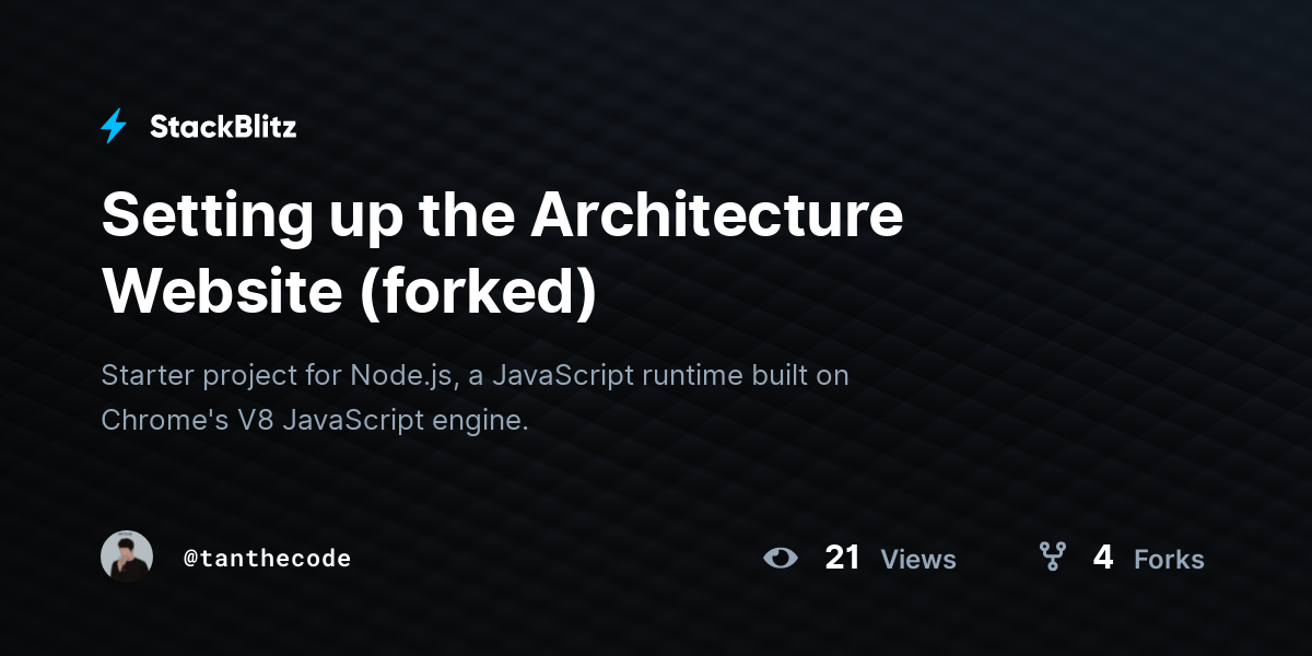 Setting up the Architecture Website (forked) - StackBlitz