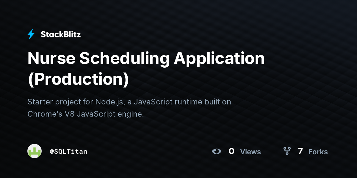 Nurse Scheduling Application (Production) - StackBlitz