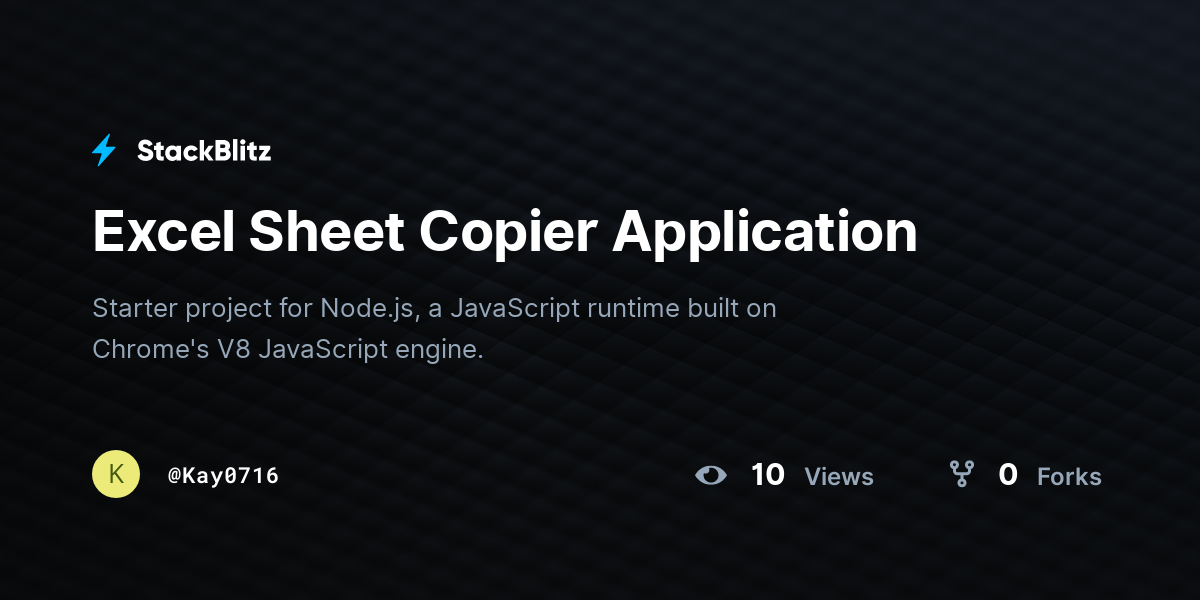 Excel Sheet Copier Application - StackBlitz