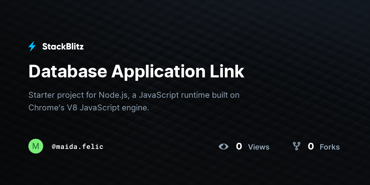 Database Application Link - StackBlitz