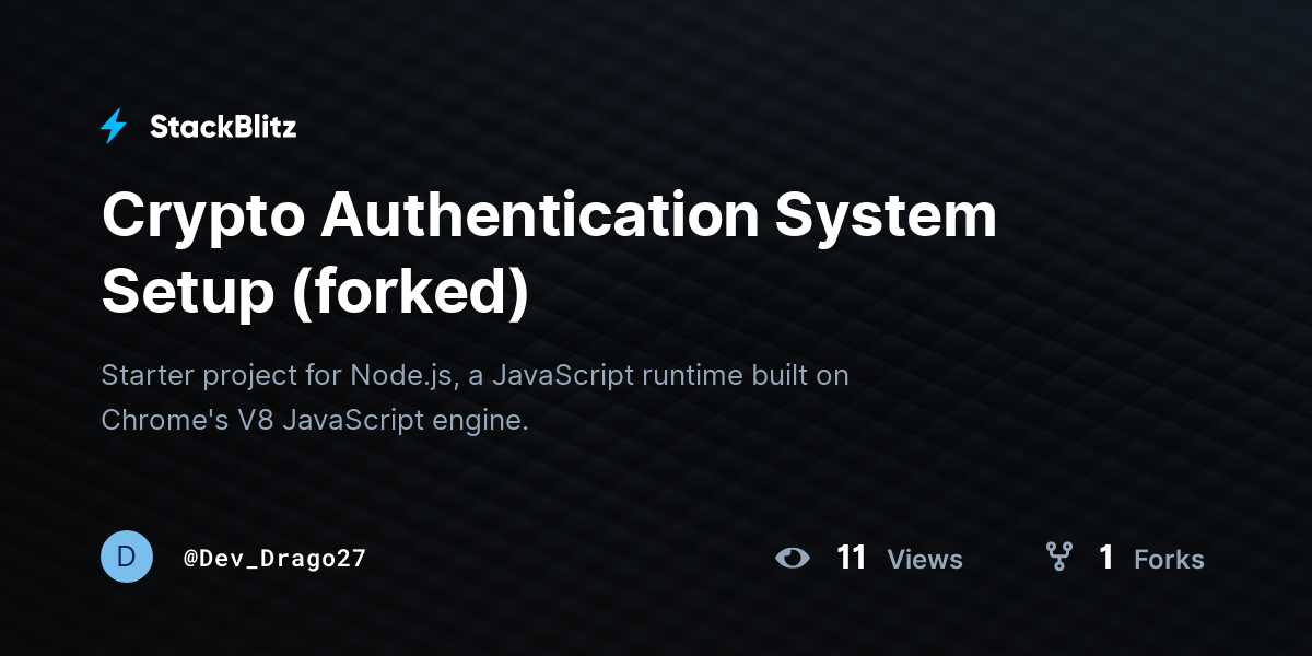 Crypto Authentication System Setup (forked) - StackBlitz