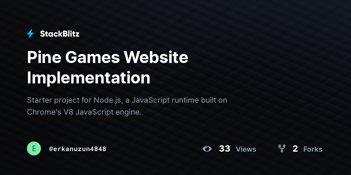 Pine Games Website Implementation - StackBlitz