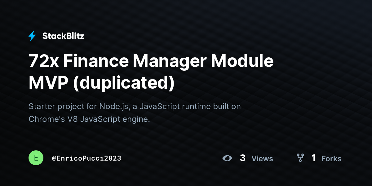 72x Finance Manager Module MVP (duplicated) - StackBlitz