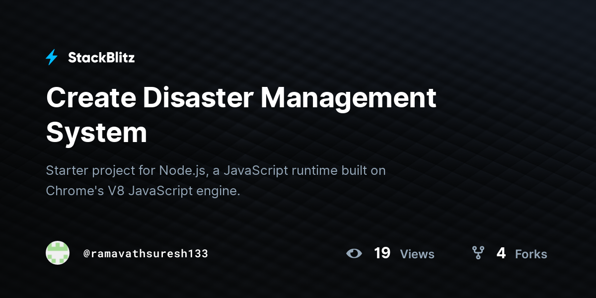 Create Disaster Management System - StackBlitz