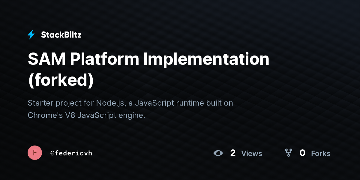 SAM Platform Implementation (forked) - StackBlitz