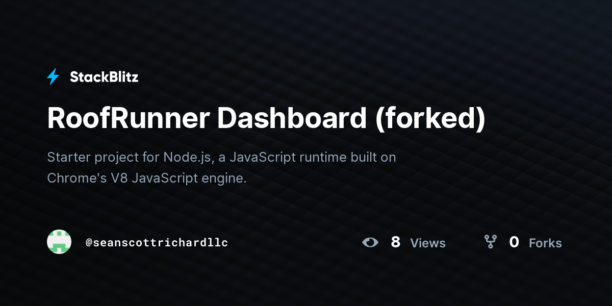 RoofRunner Dashboard (forked) - StackBlitz