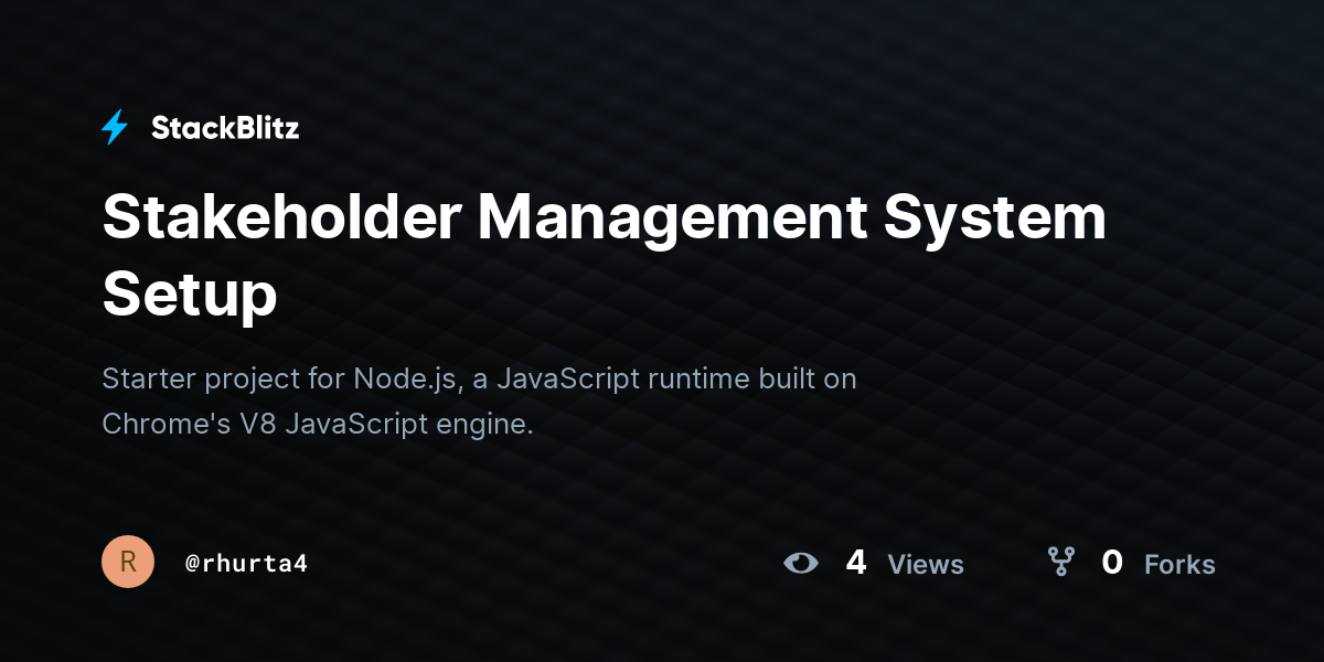 Stakeholder Management System Setup - StackBlitz