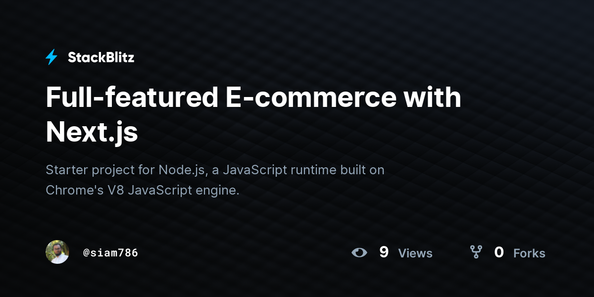 Full-featured E-commerce with Next.js - StackBlitz