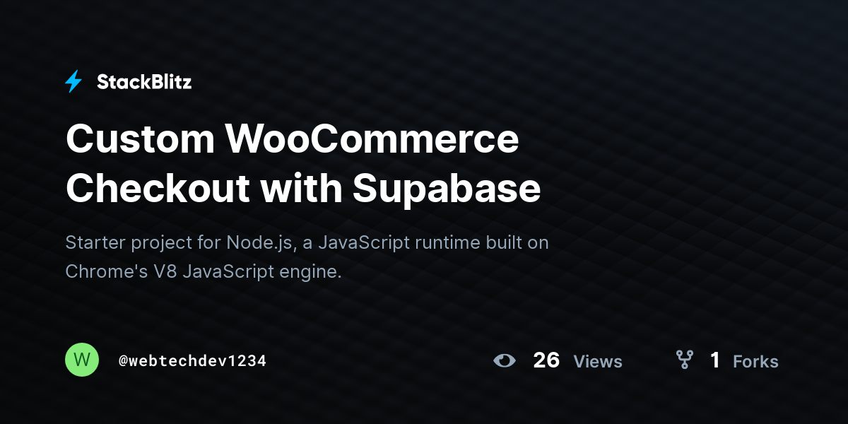 Custom WooCommerce Checkout with Supabase - StackBlitz