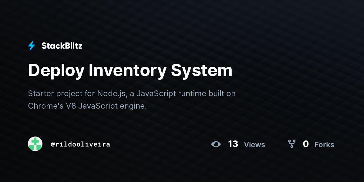Deploy Inventory System - StackBlitz