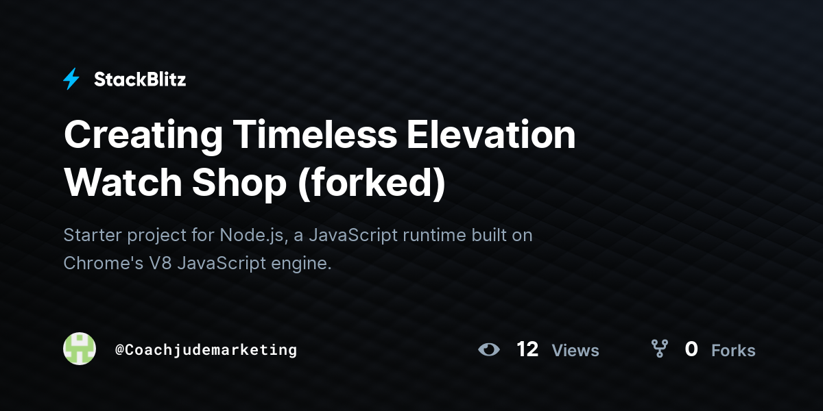 Creating Timeless Elevation Watch Shop (forked) - StackBlitz