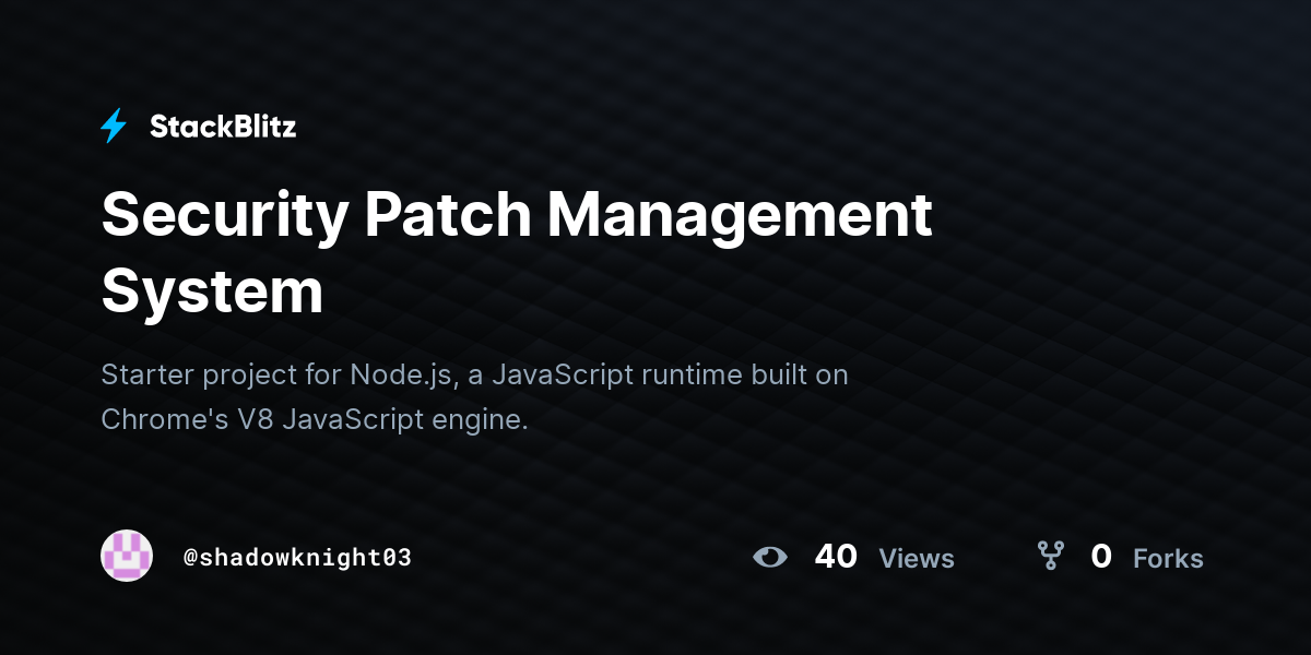 Security Patch Management System - StackBlitz