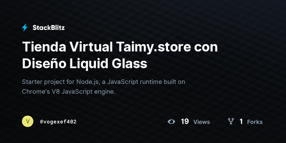 Tienda Virtual Taimy.store con Diseño Liquid Glass - StackBlitz