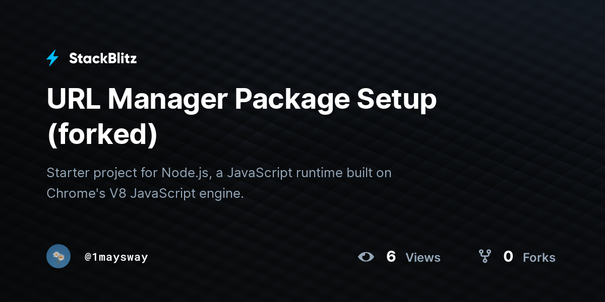 URL Manager Package Setup (forked) - StackBlitz