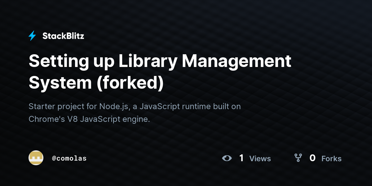Setting up Library Management System (forked) - StackBlitz