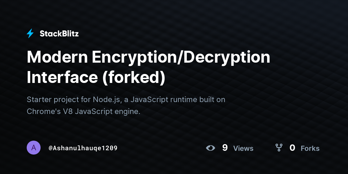 Modern Encryption/Decryption Interface (forked) - StackBlitz