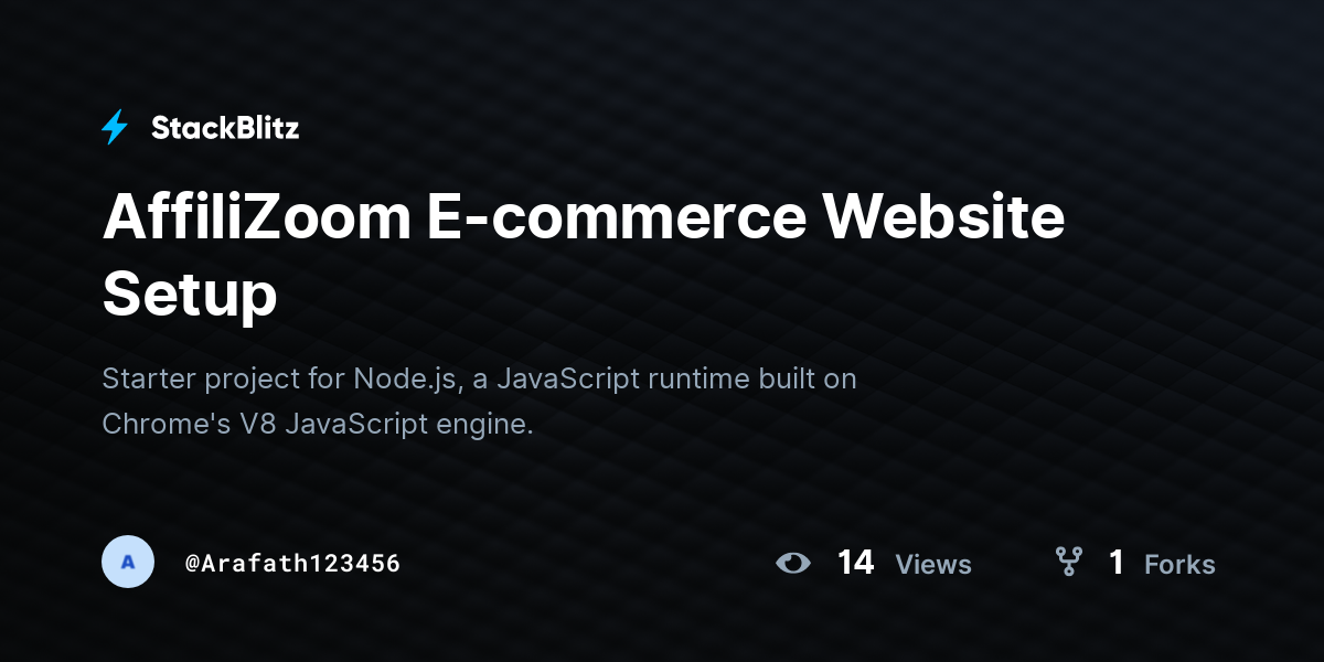 AffiliZoom E-commerce Website Setup - StackBlitz