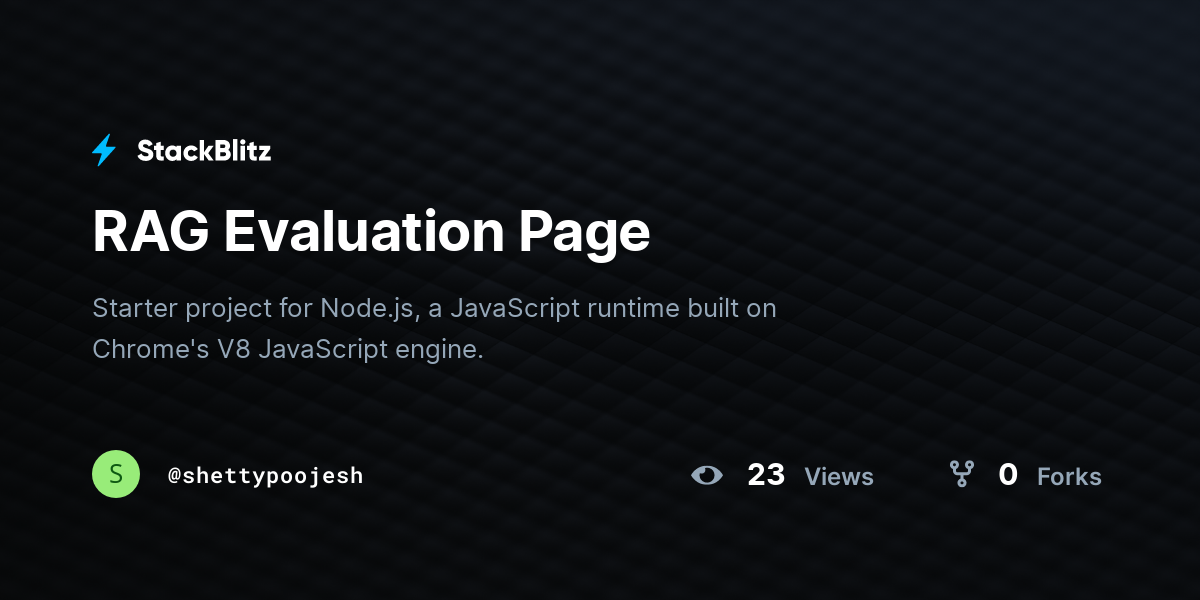 RAG Evaluation Page - StackBlitz
