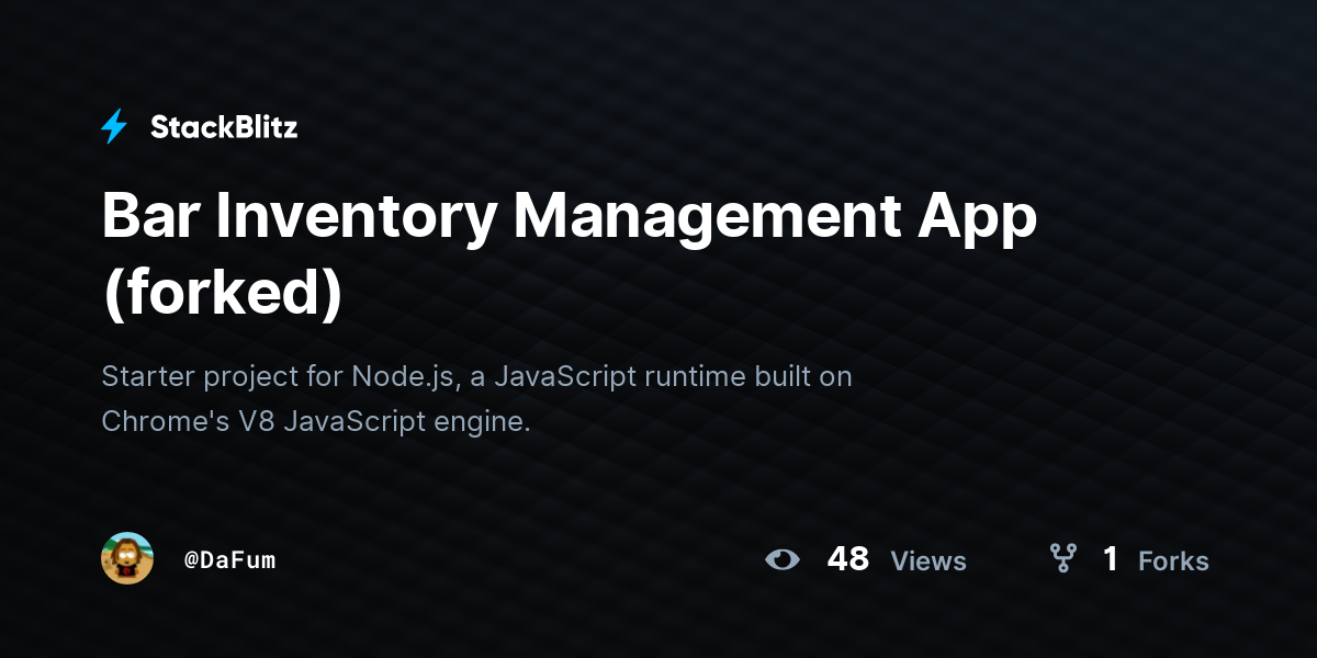 Bar Inventory Management App (forked) - StackBlitz