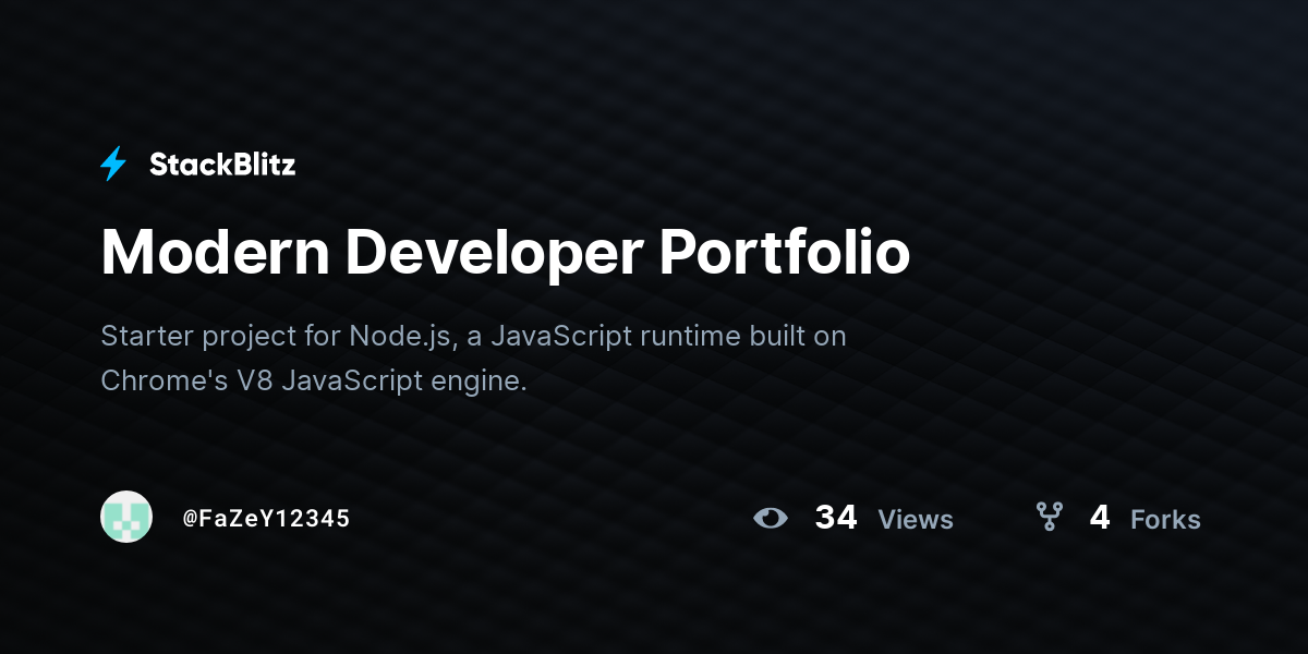 Modern Developer Portfolio - StackBlitz