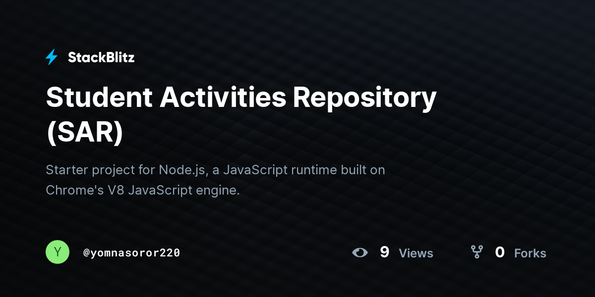 Student Activities Repository (SAR) - StackBlitz