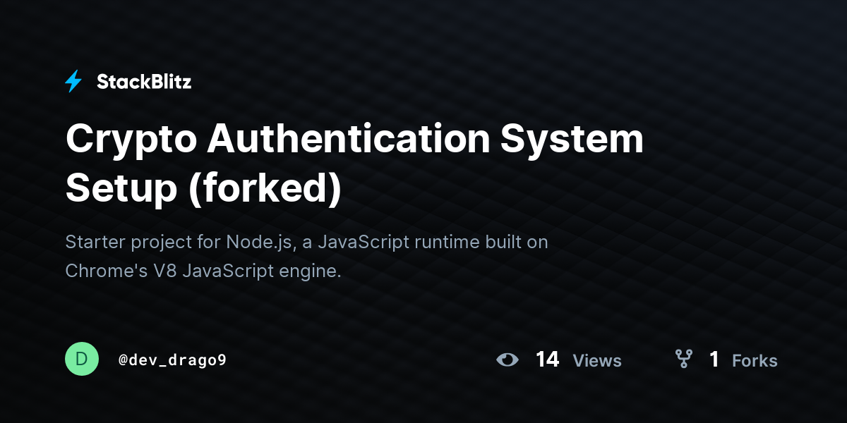Crypto Authentication System Setup (forked) - StackBlitz