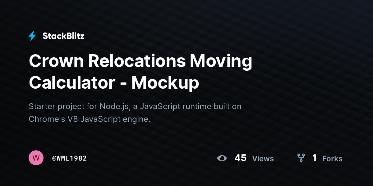 Crown Relocations Moving Calculator - Mockup - StackBlitz