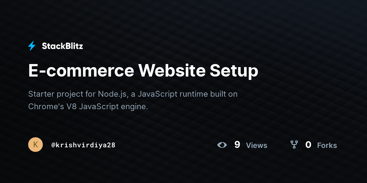 E-commerce Website Setup - StackBlitz