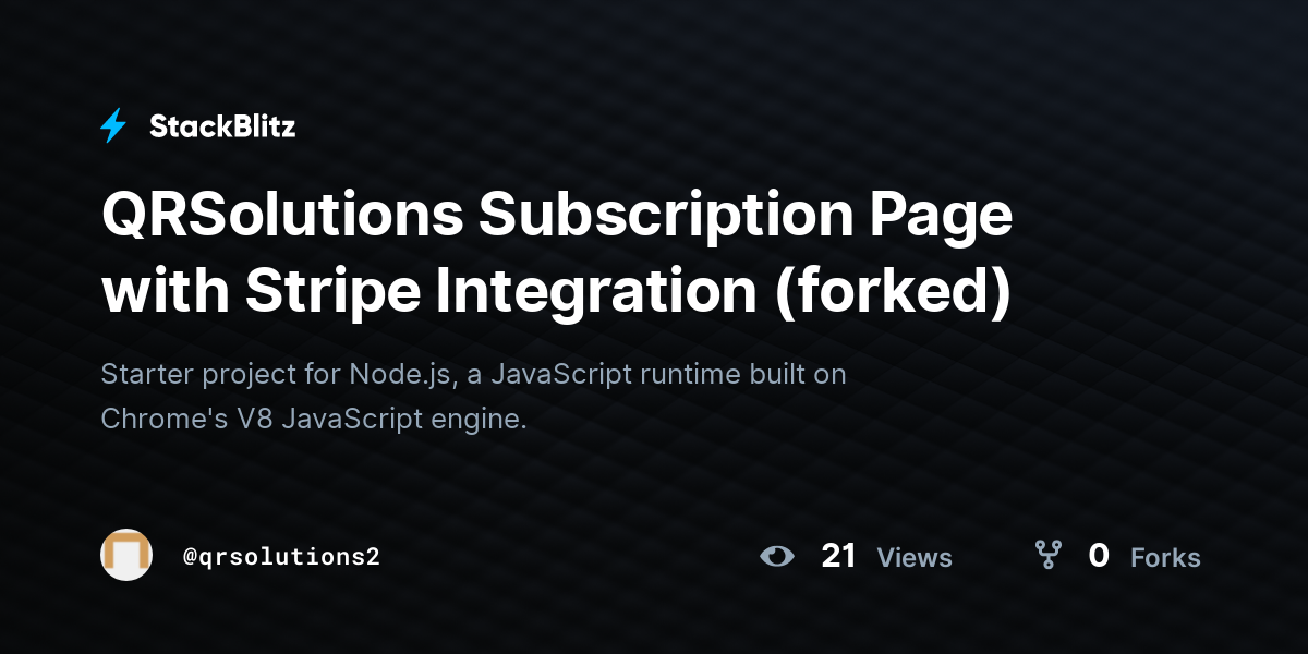 QRSolutions Subscription Page with Stripe Integration (forked) - StackBlitz