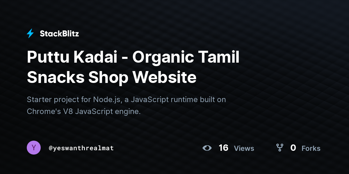 Puttu Kadai - Organic Tamil Snacks Shop Website - StackBlitz