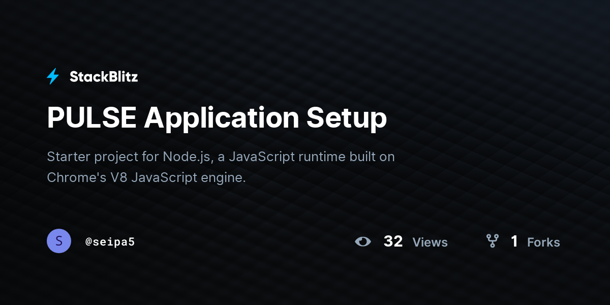 PULSE Application Setup - StackBlitz