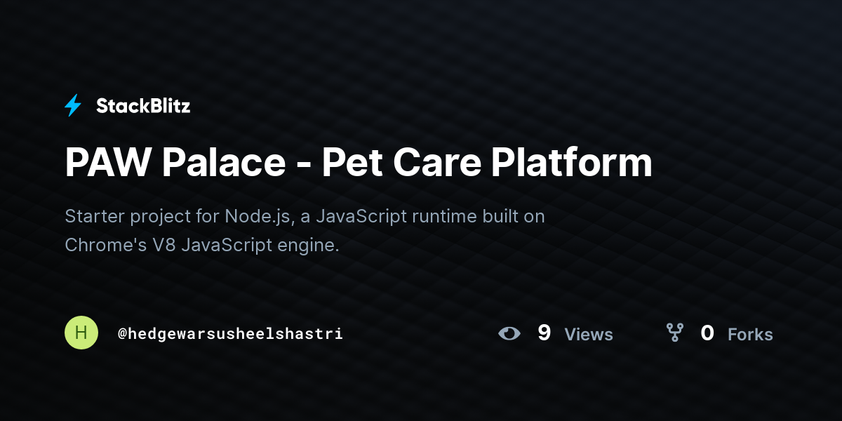 PAW Palace - Pet Care Platform - StackBlitz