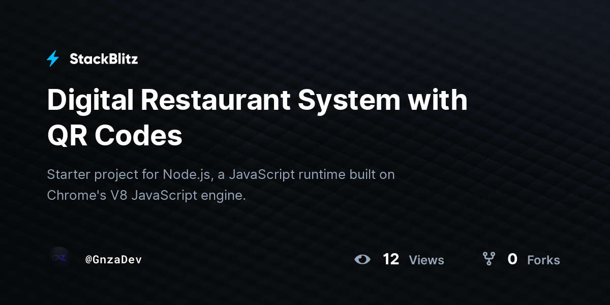 Digital Restaurant System with QR Codes - StackBlitz