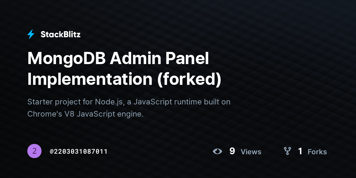 MongoDB Admin Panel Implementation (forked) - StackBlitz