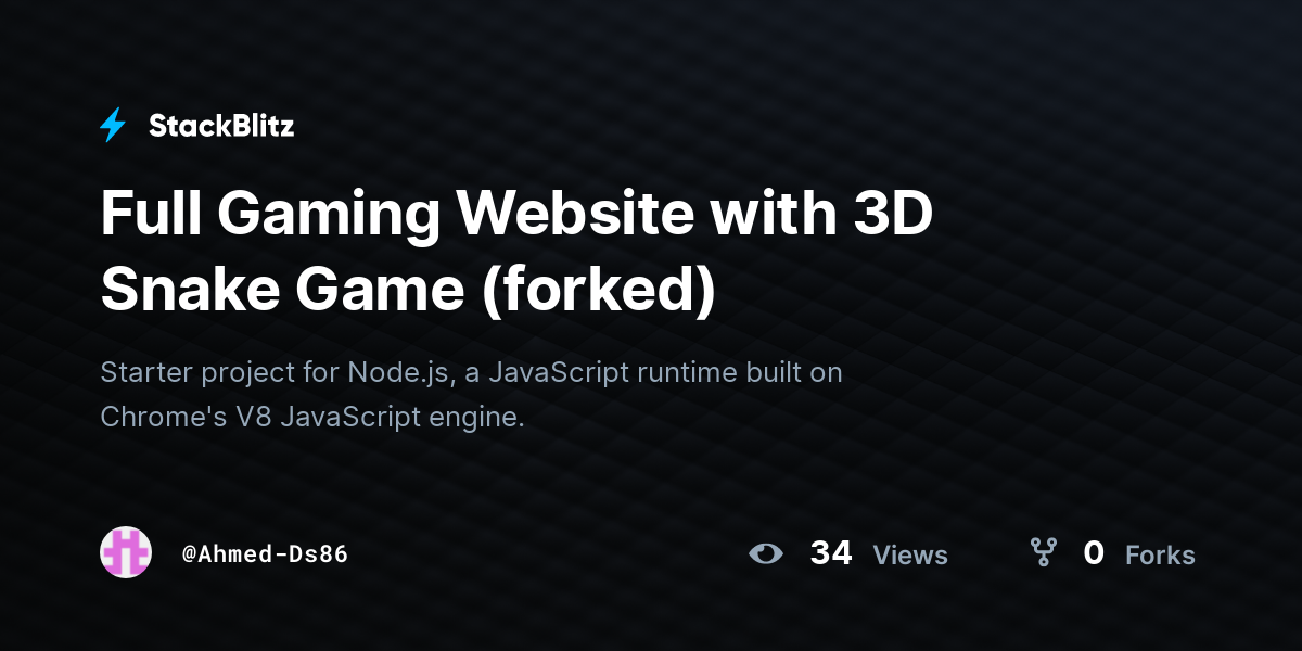 Full Gaming Website with 3D Snake Game (forked) - StackBlitz