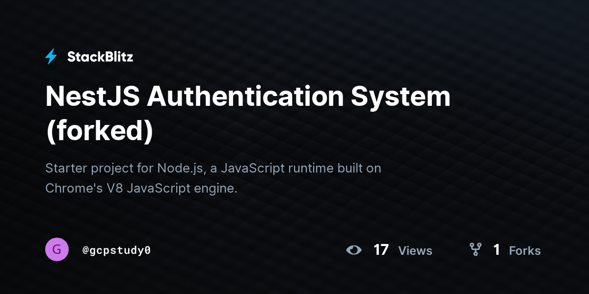 NestJS Authentication System (forked) - StackBlitz