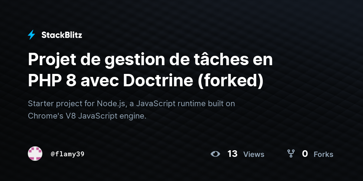 Projet de gestion de tâches en PHP 8 avec Doctrine (forked) - StackBlitz