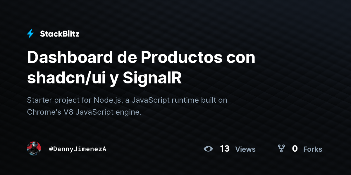 Dashboard de Productos con shadcn/ui y SignalR - StackBlitz