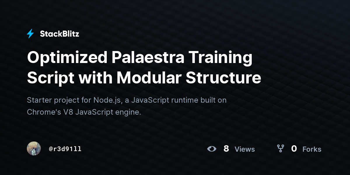 Optimized Palaestra Training Script with Modular Structure - StackBlitz
