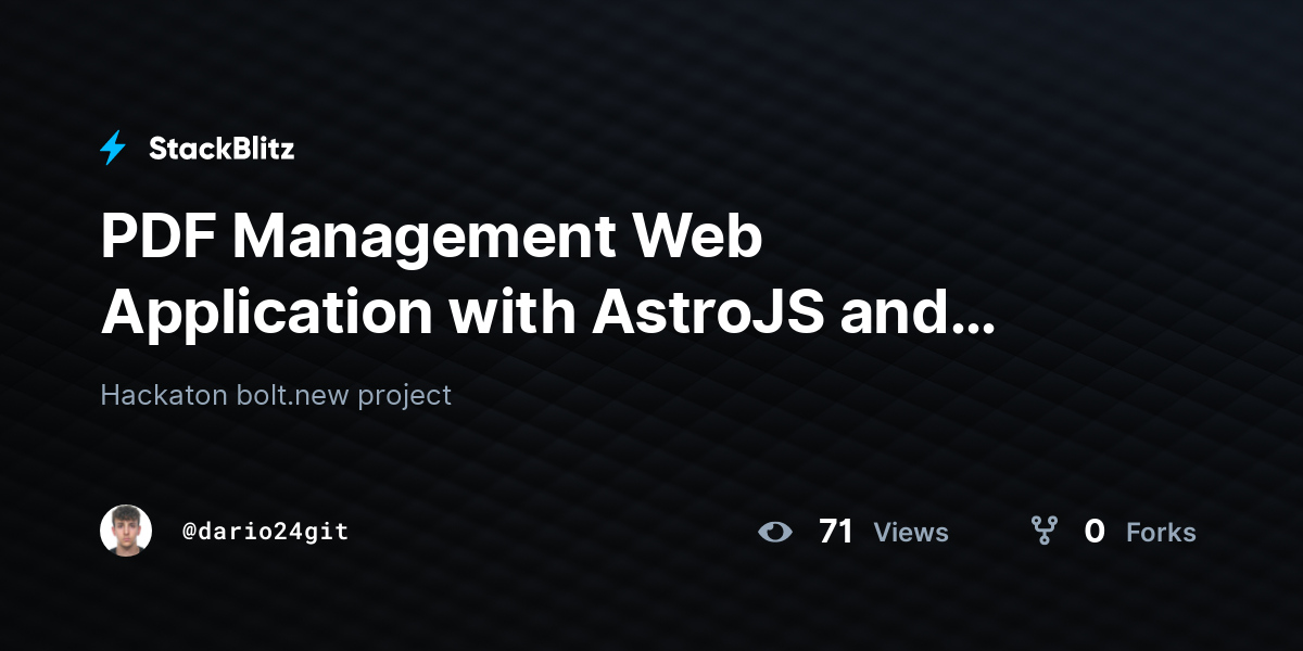 PDF Management Web Application with AstroJS and Supabase - StackBlitz