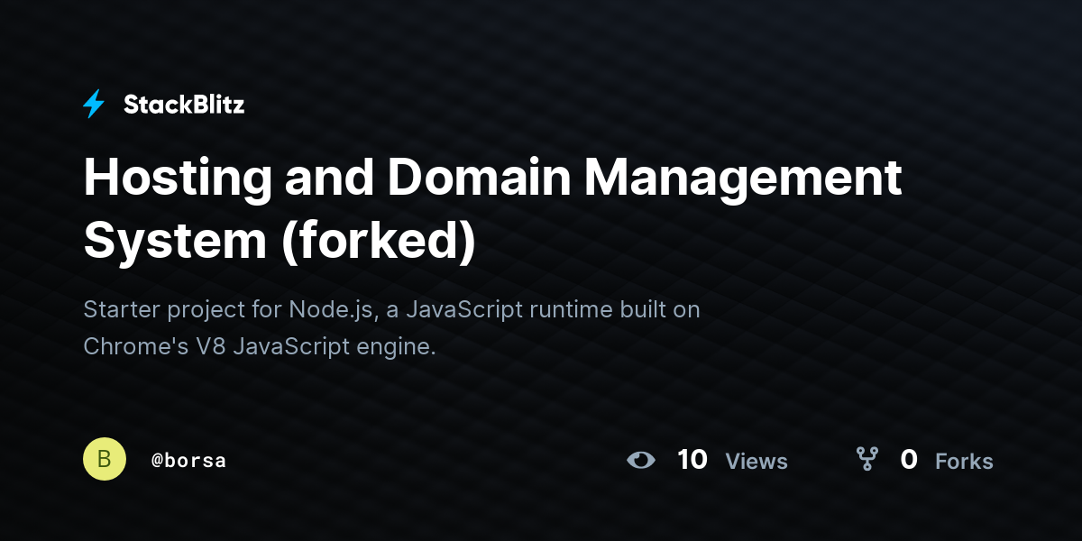 Hosting and Domain Management System (forked) - StackBlitz