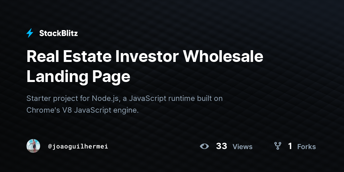 Real Estate Investor Wholesale Landing Page - StackBlitz