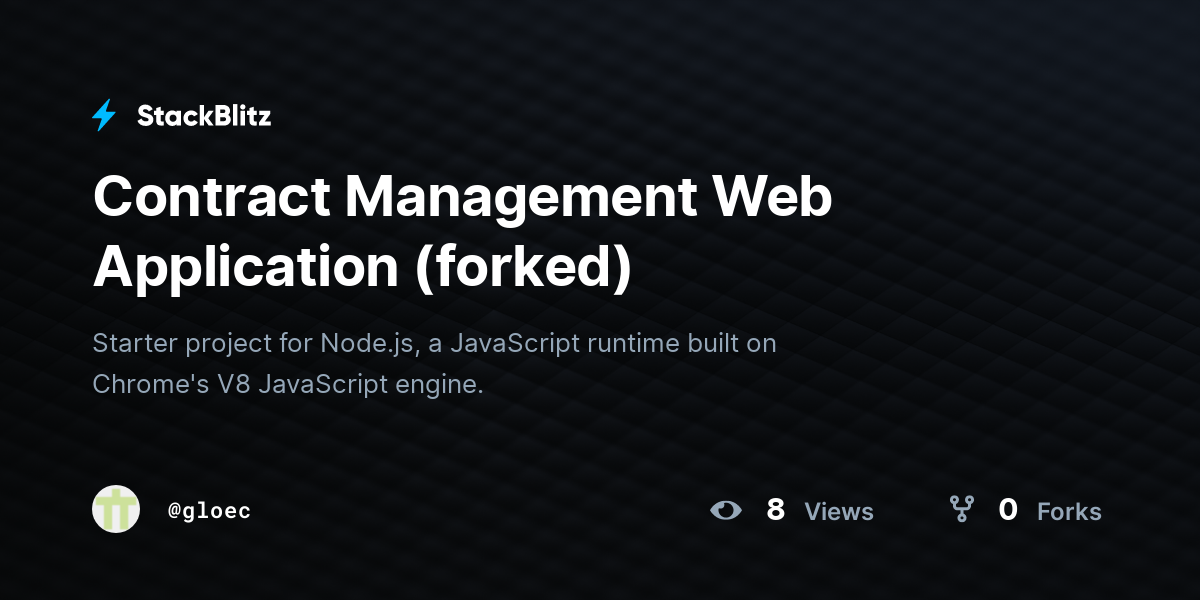Contract Management Web Application (forked) - StackBlitz