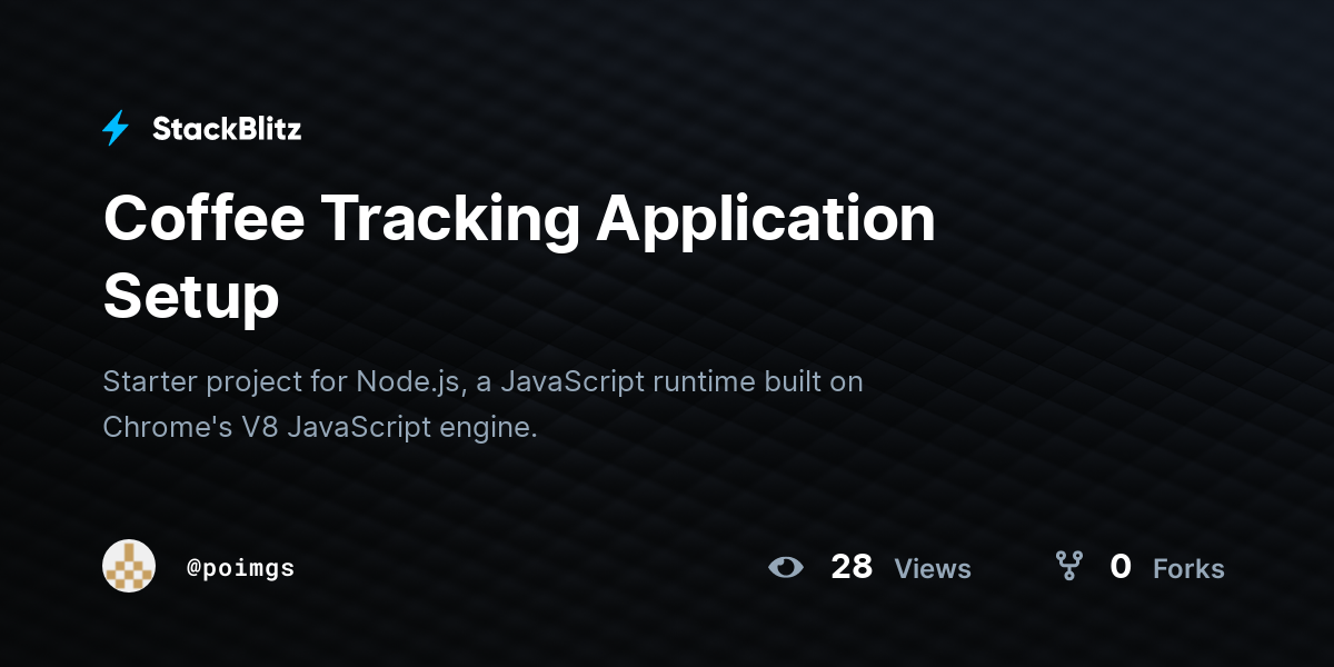 Coffee Tracking Application Setup - StackBlitz