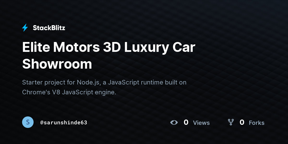 Elite Motors 3D Luxury Car Showroom - StackBlitz
