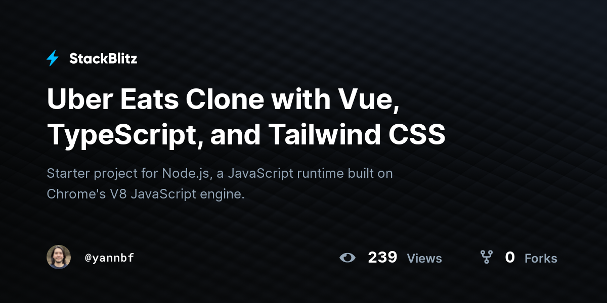 Uber Eats Clone with Vue, TypeScript, and Tailwind CSS - StackBlitz
